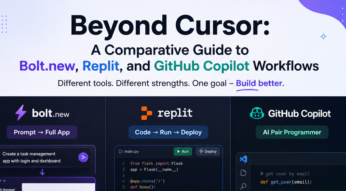 Bolt.new vs. Replit, vs. GitHub Copilot
